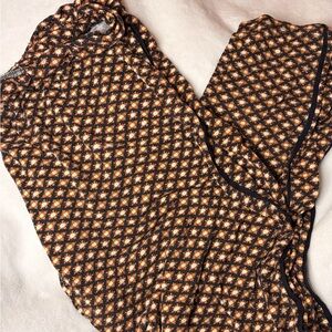 Straight Leg Women’s Pants in Black and Brown Floral Print